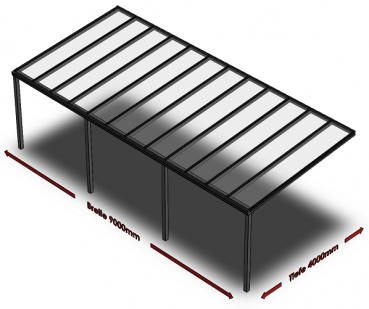 Preview: Überdachung mit VSG 8,76 mm klar, 9 x 4 m